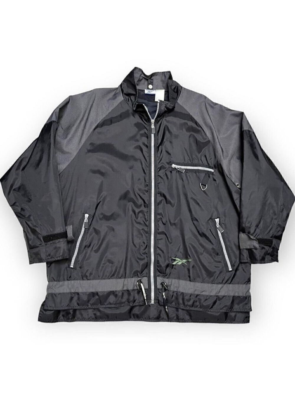 Reebok Vintage Jacket 90s Lightweight Retro Black Windbreaker Track Mens Medium